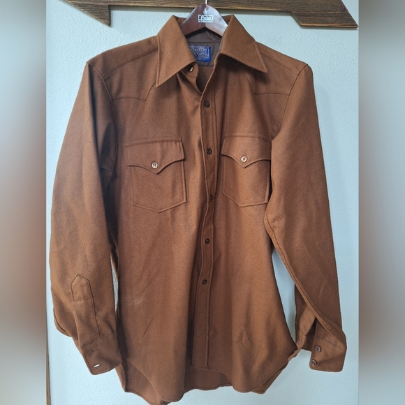Pendleton 100% Wool Mens Brown Western Long Sleeve Button/Down Shirt Size M - Picture 1 of 6